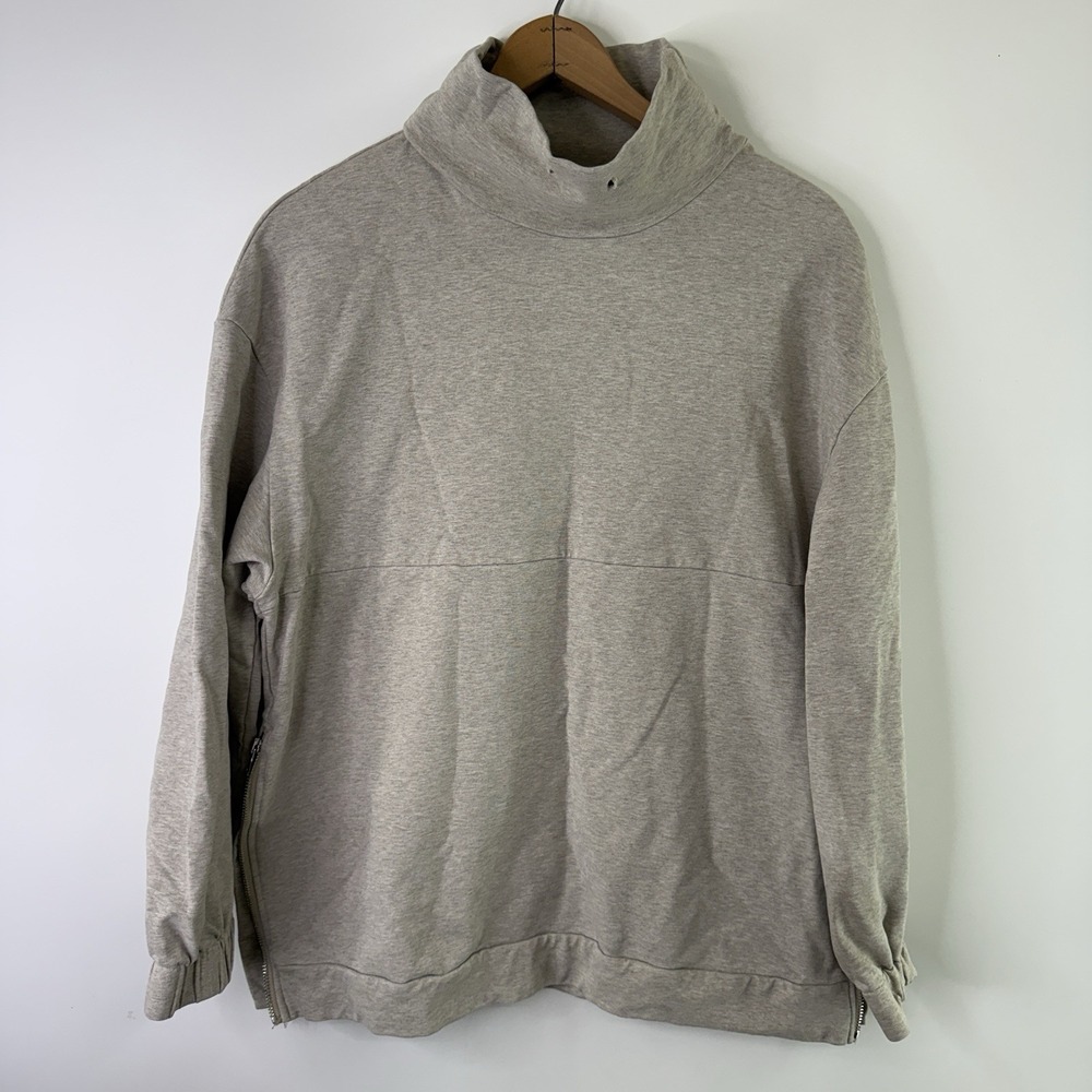Varley Pullover Side Zip Mock Neck Sweatshirt Beige Top Women's Size MEDIUM
